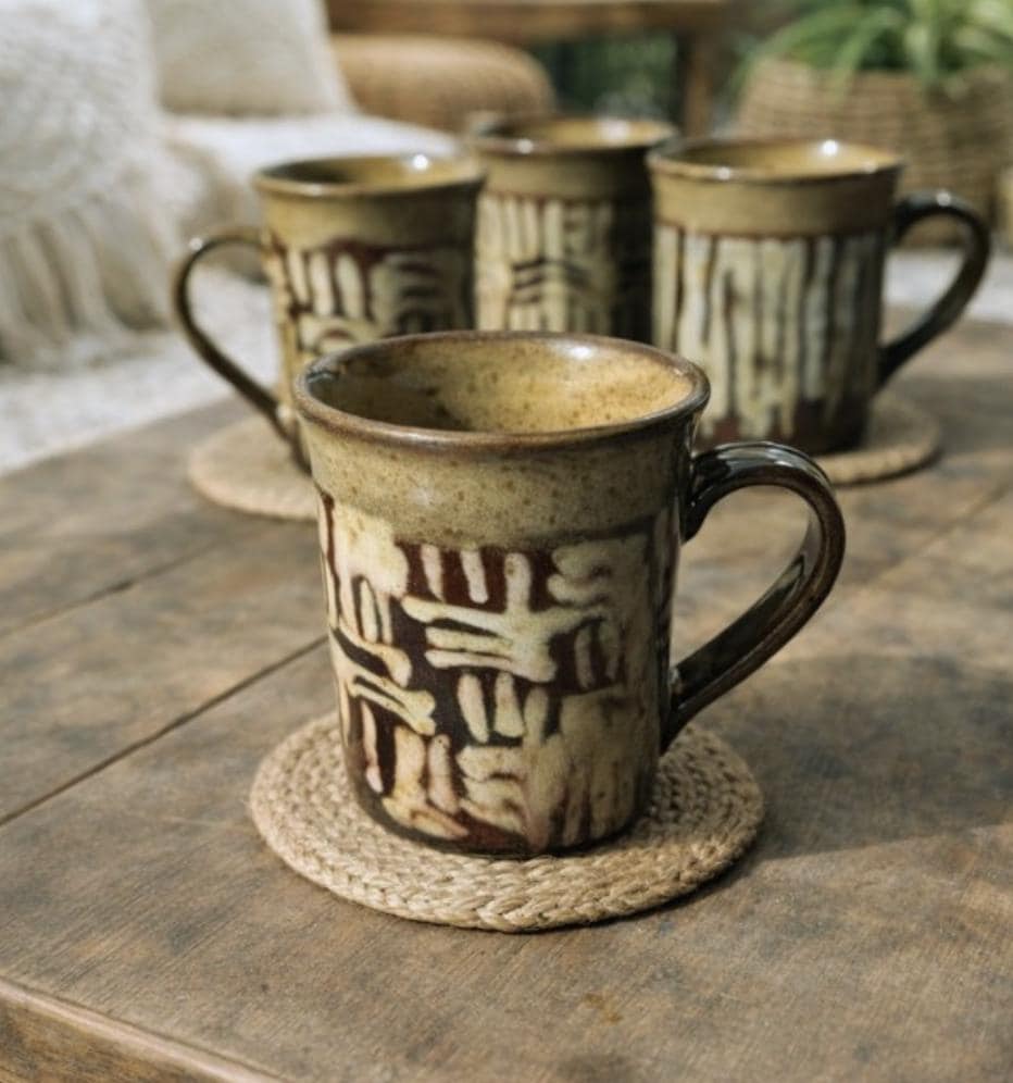 Lotus-Shaped Mug | Earthy Palette | for Coffee, Tea | Dishwasher and Microwave-Safe