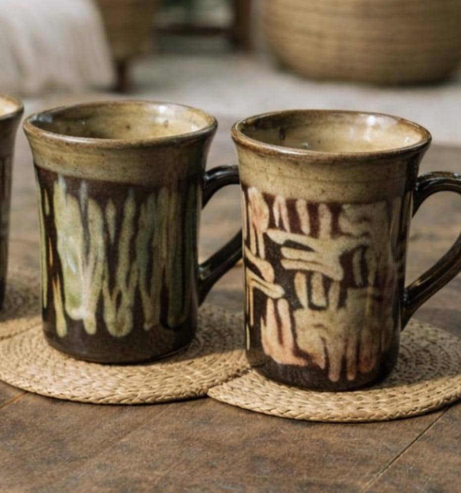 Lotus-Shaped Mug | Earthy Palette | for Coffee, Tea | Dishwasher and Microwave-Safe