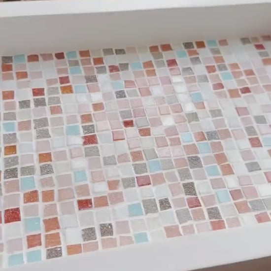 Handmade Mosaic Serving Tray – Mediterranean Tile, Coastal Boho Kitchen Decor